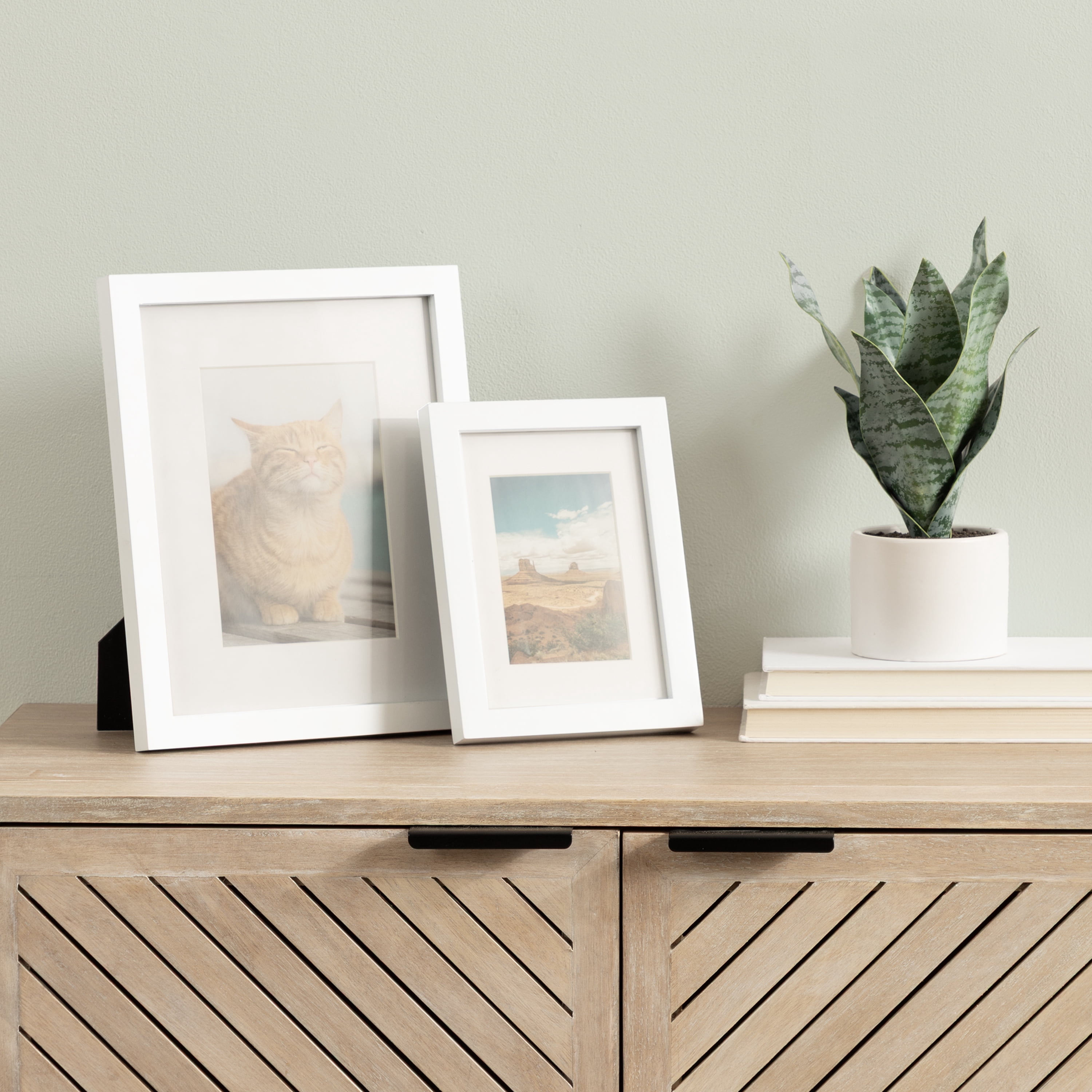 Cadre photo blanc galerie DesignOvation 12,7 cm x 17,8 cm avec passe-partout de 8,9 cm x 12,7 cm