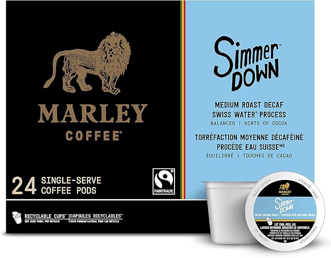 Marley  Simmer Down Decaf Medium Roast, 96 Count ( 4 Pack )