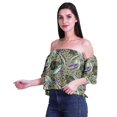 thumbnail image 3 of Moomaya Haut Court Imprimé pour Femmes à Épaules Dénudées, Manches à Volants, Vêtement d'Été, Blouse Bohème, 3 of 5