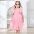 thumbnail image 1 of Elegant Girls Dresses Backless Tutu Ruffle Short Sleeve Square Neck Design for Kids Wedding and Special Events Clothing, 1 of 3