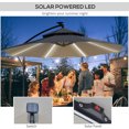 thumbnail image 4 of Outsunny Parasol de Patio de 10 Pi à Énergie Solaire avec Manivelle et Base, Gris, 4 of 10