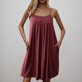 thumbnail image 3 of Pyjama pour Femmes Zeophrasy Nuisette pour Femmes avec Poches Chemises de Nuit Sans Manches Tenue de Nuit Chemise de Nuit à Plis devant Col Rond Robe de Nuit Clearacne Moins de 5, 3 of 7