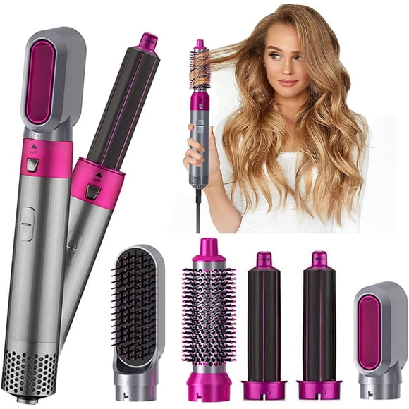 Luniquz 5 in 1 Brush Blow Drying Hair Dryer - Dryer Brush Blow Dryer Brush in One with Volumizer Hair Dryer Brush, Detachable Styler for Straightening, Curling, Drying, Combing & Styling