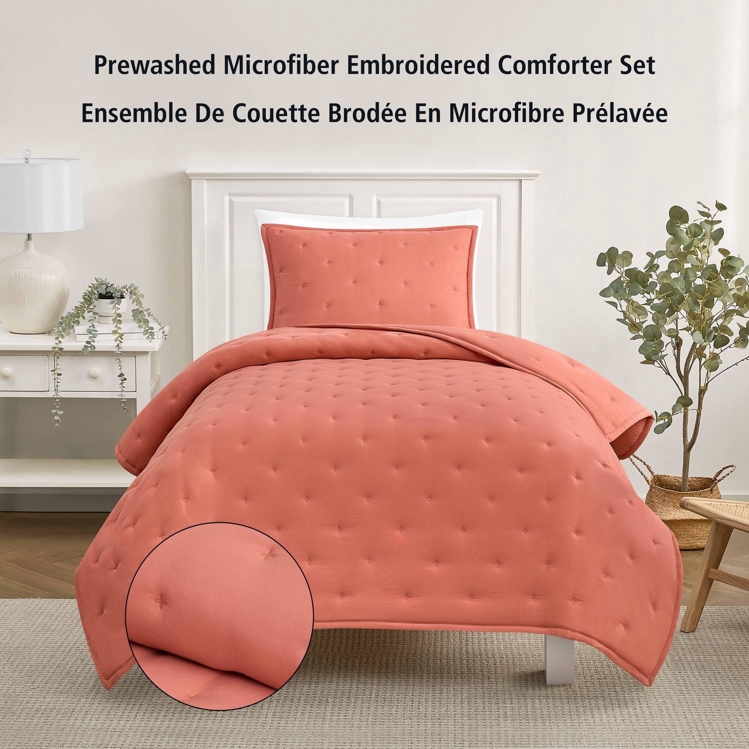Ensemble de couette Mainstays format Simple/Simple XL, doux, léger et toutes saisons, 2 pièces, orange terre cuite