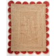 thumbnail image 1 of Handwoven Natural Jute Red Scalloped Rugs , Home Décor Jute Carpet 4 x 6 Feet ( 120 cm x 180 cm )Rectangle, 1 of 4