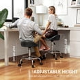 thumbnail image 4 of HOMCOM Tabouret Roulant Réglable, Chaise de Salon en PU avec Repose-Pieds, Noir, 4 of 10