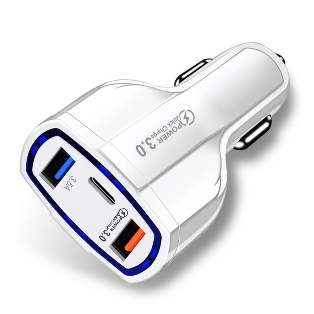 Car Charger Adapter PD & Dual USB Triple Port Quick Charge Device for 12-24V Car