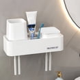 thumbnail image 1 of Toothbrush Holder for Bathroom Wall Mounted with Toothbrush Cup | Adhesive Toothbrush Toothpaste Organizer for Tiles Glass Metal | Bathroom Accessories for Toothbrush and Toothpaste Storage, 1 of 7