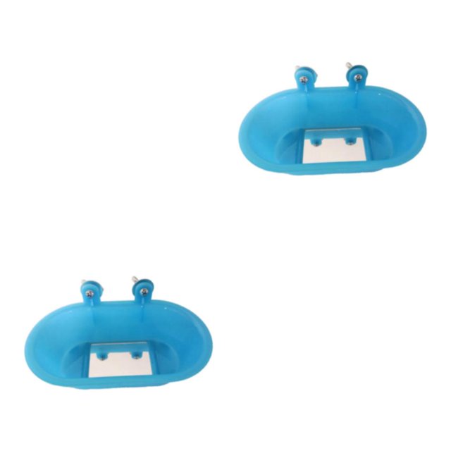 ZheElen Plastic Durable Construction And Multifunctional Bird Bathtub For Pet Bird Easy To Mirror Bottom mirror 2Set