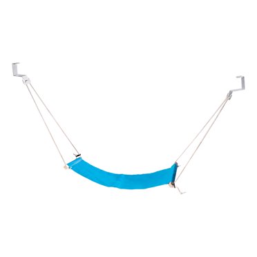Unique Bargains Hamac pour les Pieds sous le Bureau, Repose-Pieds Réglable en Sangle avec Crochets, Repose-Pieds de Bureau Portable, Style Bleu 1
