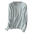 thumbnail image 1 of AherBiu Womens Long Sleeve Tops Basic Layer Top Tees Shirt Solid Color Crewneck Comfy Blouse, 1 of 3