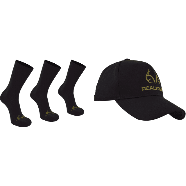 Realtree Men's 4pc Bundle Cap & 3PK Crew Socks