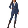 thumbnail image 2 of INSPIRE CHIC Veste en Denim Longue pour Femme à Revers Cranté, Manches Longues, Boutonnée, Ceinturée, TP Bleu, 2 of 7