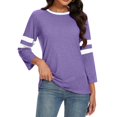 thumbnail image 3 of Timegard Hauts pour Femmes Grande Taille Col Rond Manches 3/4 T-Shirts Confortables Tunique Décontractée pour Porter avec des Leggings, 3 of 5