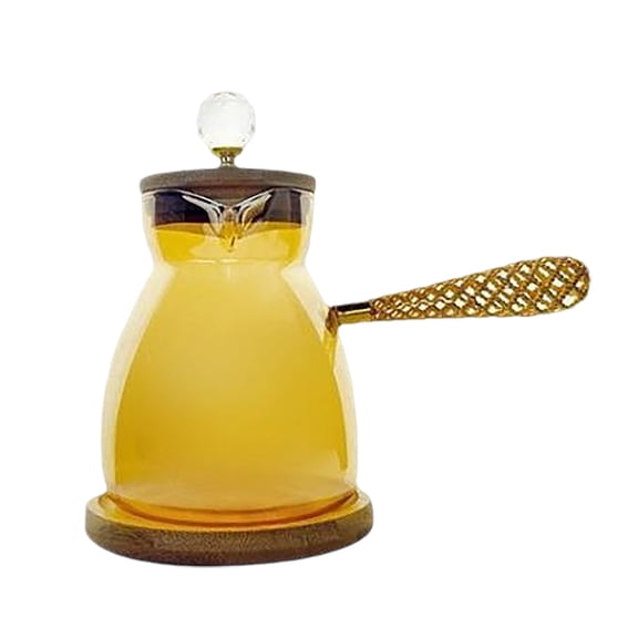 Ensemble Traditionnel Turkiye Cafetière à Isolation Thermique avec Poignée Latérale Dorée pour Station à Café Rétro Ustensile de Service en Verre et Bouteille pour la Maison et le Rangement des Boissons