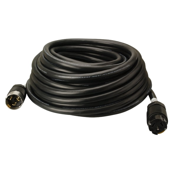 Southwire 019190008 19190008 6/3 & 8/1 Scie 50 Amp, 125/250-Volt Rallonge d'Extérieur Style CA CS63 à Verrouillage par Torsion, 100-Pieds, 100-Pieds, Noir