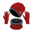 thumbnail image 1 of Winter Hat and Gloves for Men Winter Warm Plus Fleece Thick Hat Scarf Scarf Solid Color Screen Gloves Three-Piece Adult Winter Gloves Touchscreen Gloves Mens Winter Gloves Touchscreen, 1 of 1