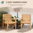 thumbnail image 3 of Outsunny 3Pcs Outdoor Bench Set for Garden, Backyard, Balcony, Light Brown, 3 of 8