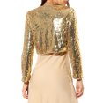 thumbnail image 3 of INSPIRE CHIC Boléro Court Ouvert Sans Col à Paillettes à Manches Longues Décontracté pour Femme G Or, 3 of 7