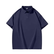 Cameland Mens Pullover Shirts Turndown Collared T-Shirts Short Sleeve Holiday Plain Big and Tall Men's T Shirts
