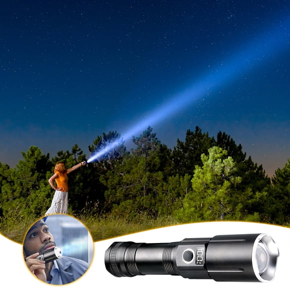 Virelaxpo Lampe de Poche Zoom Rechargeable Brillante avec Charge USB‐C et Boîtier en Alliage d'Aluminium pour le Camping en Plein Air et l'Éclairage d'Urgence