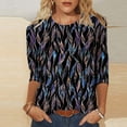thumbnail image 1 of Soki T-Shirts de Mode pour Femmes, Col Rond Décontracté, Manches 3/4, T-Shirt Ample, Chemisiers et Chemises pour Dames, 1 of 5