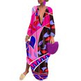 thumbnail image 1 of UKAP Robes Maxi pour Femmes Robe Boutonnée Manches Longues Ample Fête Rose Rouge Violet TTG, 1 of 2