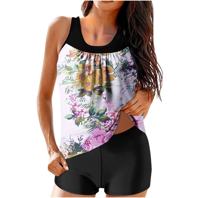 Birdeem Ensembles de Bikinis pour Femmes Dames Mode Multicolore Rétro Imprimé Fleur Feuille Maillots de Bain Bretelles Femmes Maillot de Bain Deux Pièces