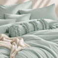 thumbnail image 2 of Swift Home Ultra-Soft Prewashed Wrinkle Texture Duvet Cover Set, Solid, Dusty Mint, Queen, 2 of 6