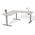 thumbnail image 1 of EFFYDESK Executive L-Shaped Height Adjustable Home Office Computer Standing Desk with Cable Management Tray (71"×71") Oak White on Grey Frame, 1 of 5