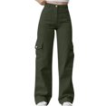 thumbnail image 1 of Chbgutlmr Pantalon Cargo pour Femmes Taille Élastique Jambe Droite Extérieur Ample Décontracté Pantalon de Randonnée Automne, 1 of 6