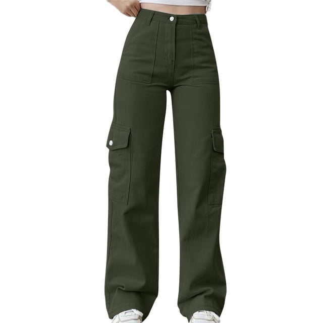 Chbgutlmr Pantalon Cargo pour Femmes Taille Élastique Jambe Droite Extérieur Ample Décontracté Pantalon de Randonnée Automne