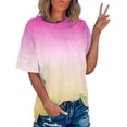thumbnail image 2 of Timegard Plus Size Tops for Women Gradient Color Short Sleeve Round Neck T Shirts Casual Trendy Tunic Blouses, 2 of 7