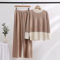 thumbnail image 2 of Yuyuzo Womens Ribble Knit 2 Piece Sets Long Sleeve Turtleneck Pullover Sweaters with Straight Leg Pants Suits, 2 of 4