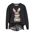 thumbnail image 1 of Penkiiy Chemises de Pâques pour Femmes 2024 Manches Longues Mignon Lapin Col Rond Chandail en Molleton Graphique Lapin Décontracté Été Blouse Tunique Hauts TG Noir, 1 of 6