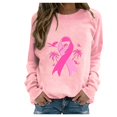 thumbnail image 3 of QATAINLAV Chandail de Sensibilisation au Cancer du Sein Femmes Chemises Ruban Rose Décontracté Col Rond Chandail à Enfiler Hauts Extérieur Blouse à Manches Longues Prime Rose TG, 3 of 5