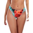 thumbnail image 1 of Ocean Blues Women's High Leg Bikini Bottom Mid Rise Swim Bottom Cheeky Floral Print Bathing Suit Bottom, Size L, 1 of 7