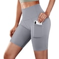 thumbnail image 1 of PEZHADA Women's High Waist Compression Bike Shorts, Gray, M, 1 of 6
