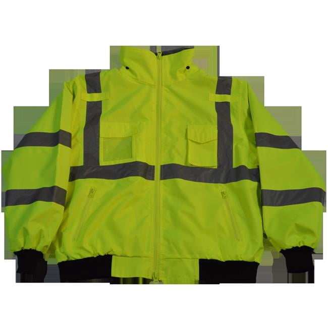 Petra Roc LBJ-C3-4X Jacket Lime Bomber ANSI-ISEA & EN471 Class 3 Waterproof Jacket with Removable Fleece Liner, 4X