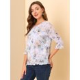 thumbnail image 4 of INSPIRE CHIC Blouse Fluide en Mousseline à Volants à Manches 3/4 à Imprimé Floral pour Femme, 4 of 6