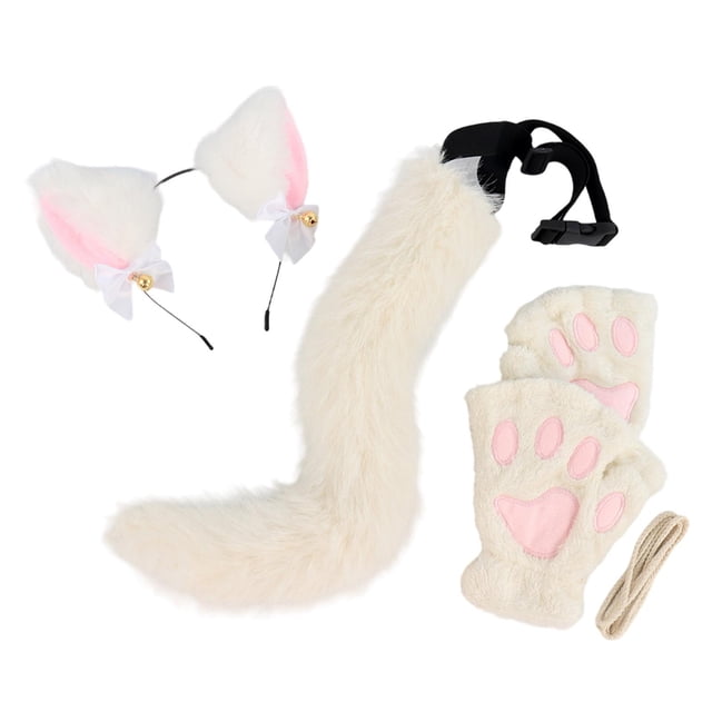 yingyy Ensemble Oreilles et Queue de Chat Mignon pour Performance sur Scène Bal Fêtes à Thème Animaux Noir Blanc