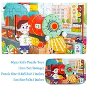 EGNMCR 60PCS Puzzles Wooden Puzzles Toddler Children Learning Education Toy e Puzzles Birthday Gifts for Kids