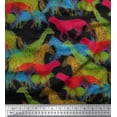 thumbnail image 1 of Soimoi Black Poly Georgette Fabric Giraffe,Leopard & Horse Animal Decor Fabric Printed BTY 42 Inch Wide, 1 of 3