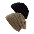thumbnail image 1 of Tuque Tricotée pour Femmes (Lot de 2), Noir/beige Neuf, 1 of 1