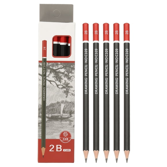 2B Drawing Pencils for Sketching, 12PCS Sketch Pencils for Drawing Art Pencils Graphite Wood Pre-sharpened for Drawing Sketching Artists, Black Red