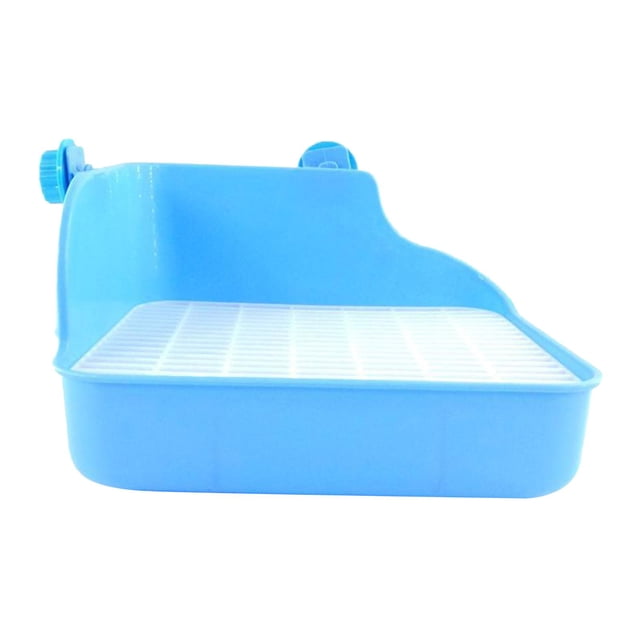 Grande Toilette pour Lapin - Bouton en Maille Bleu