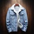thumbnail image 1 of Men Casual Denim Jacket And Velvet Stand-collar Single-breasted Jacket Coat, 1 of 5