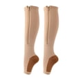 thumbnail image 1 of 1 Pair Compression Stockings Exquisite Pattern Breathable Cotton Open Toe Zipper Compression Stockings Leg Sleeve for Girl, 1 of 8