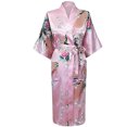 thumbnail image 3 of Penkiiy Peignoirs en Soie Simulée pour Femmes Peignoirs pour Femmes Kimono Paon Longue Robe de Chambre Robe Japonaise Robe m Rose, 3 of 5