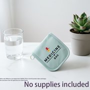 Portable Fabric Medicine Pouch & Mini First Aid Kit  Compact Travel Pill Organizer Bag for Outdoor, Dorm, Daily Use (Empty Case Only) Compatible with Most Pill Bottles & Small Medical Supplies